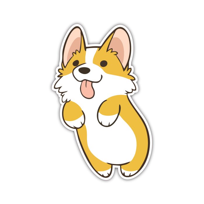 Corgi With Tongue Out - Full Color Vinyl Sticker - Custom Size