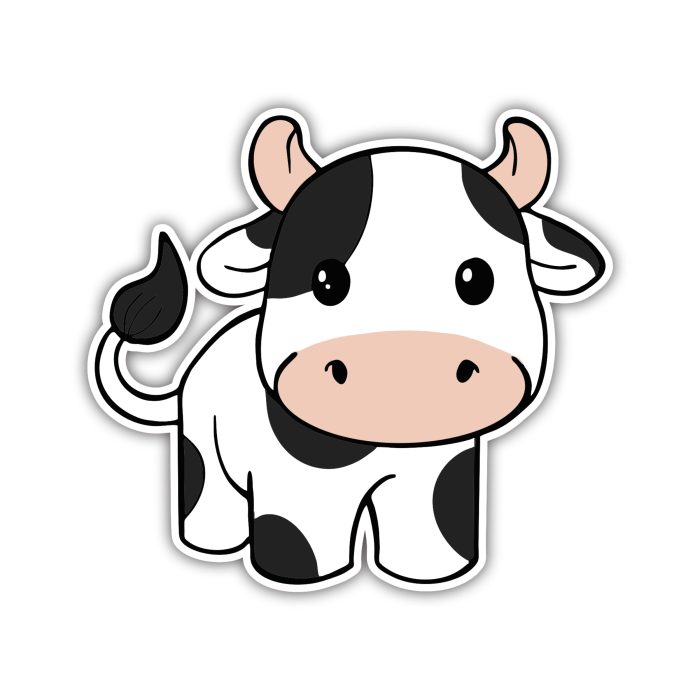 Cow - Full Color Vinyl Sticker - Custom Size