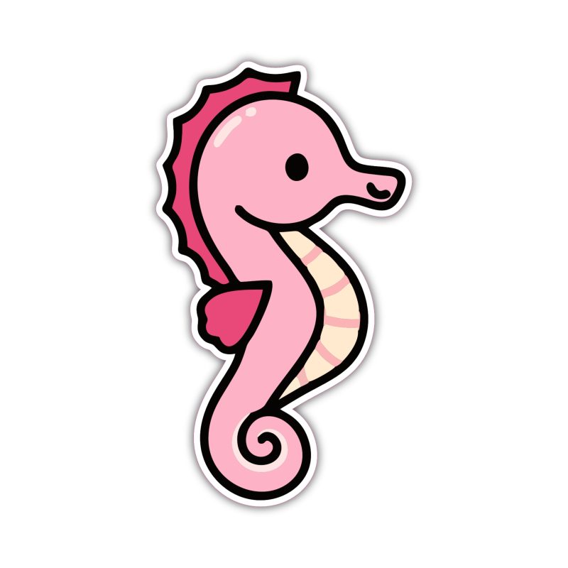 Pink Seahorse - Full Color Vinyl Sticker - Custom Size