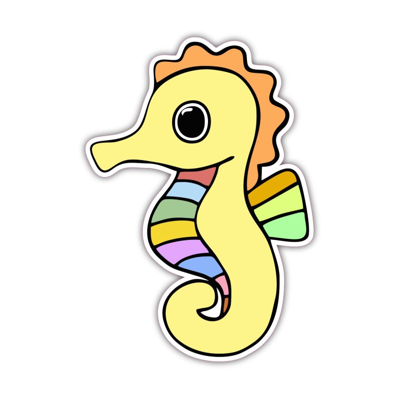 Yellow Seahorse - Full Color Vinyl Sticker - Custom Size