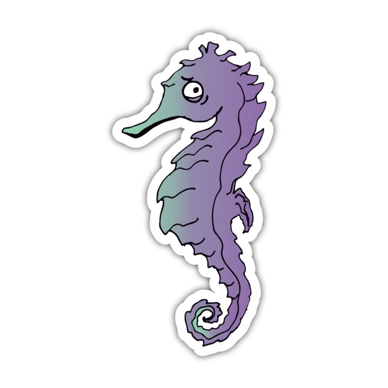 Purple Seahorse - Full Color Vinyl Sticker - Custom Size