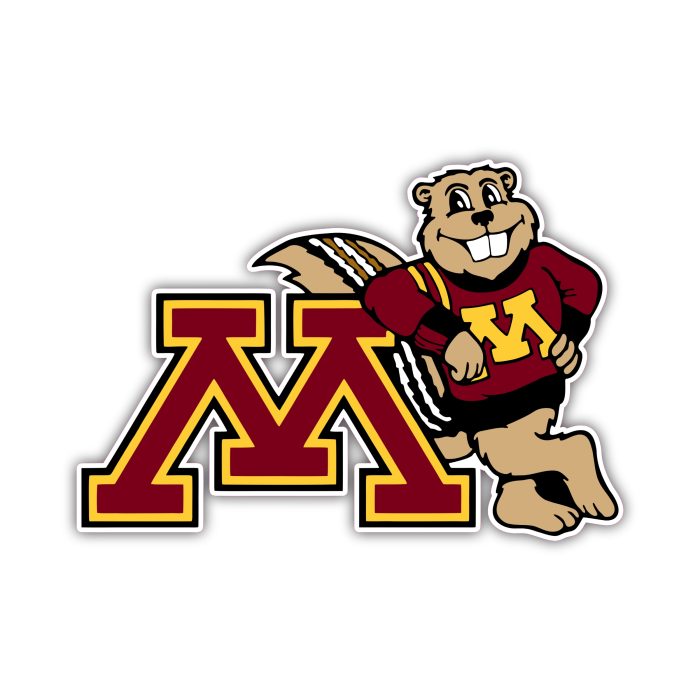 University of Minnesota Gophers - Gopher With M - Full Color Vinyl Decal - Custom Size