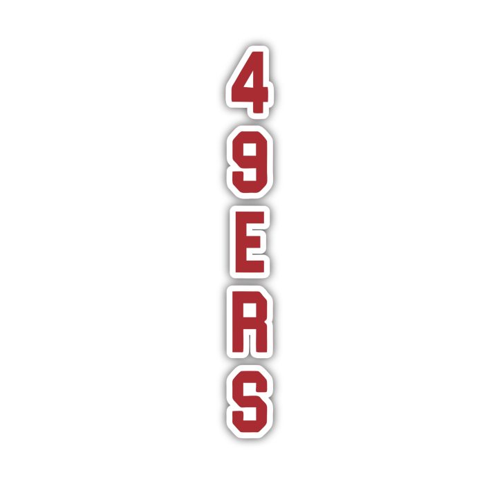 San Francisco 49ers - Vertical 49ers - Full Color Vinyl Sticker - Custom Size