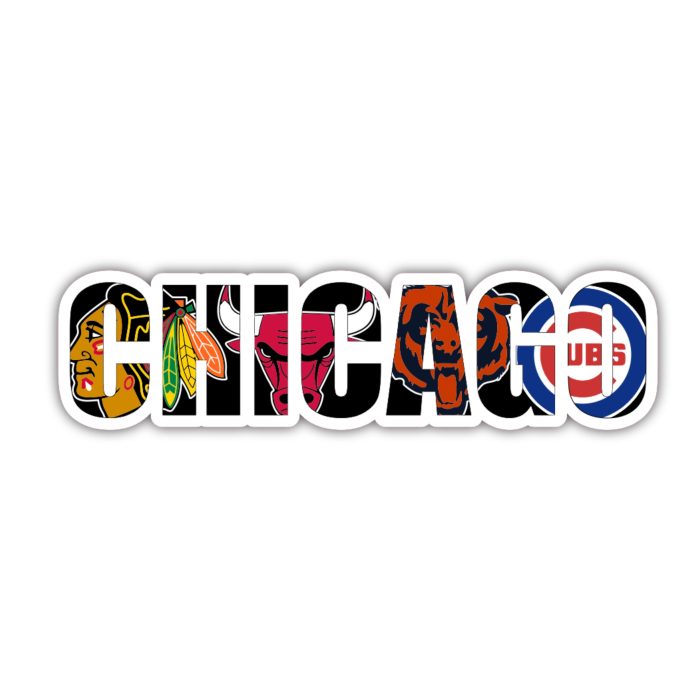 Chicago Sports Teams Mashup Full Color Vinyl Sticker - Custom Size