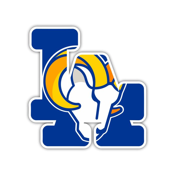 Los Angeles Rams - Blue LA with Ram - Full Color Vinyl Sticker - Custom Size