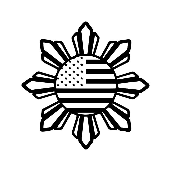 Filipino-American Sun Flag Vinyl Decal - Custom Size