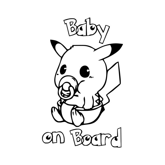 Baby on Board - Pikachu - Vinyl Decal - Custom Size