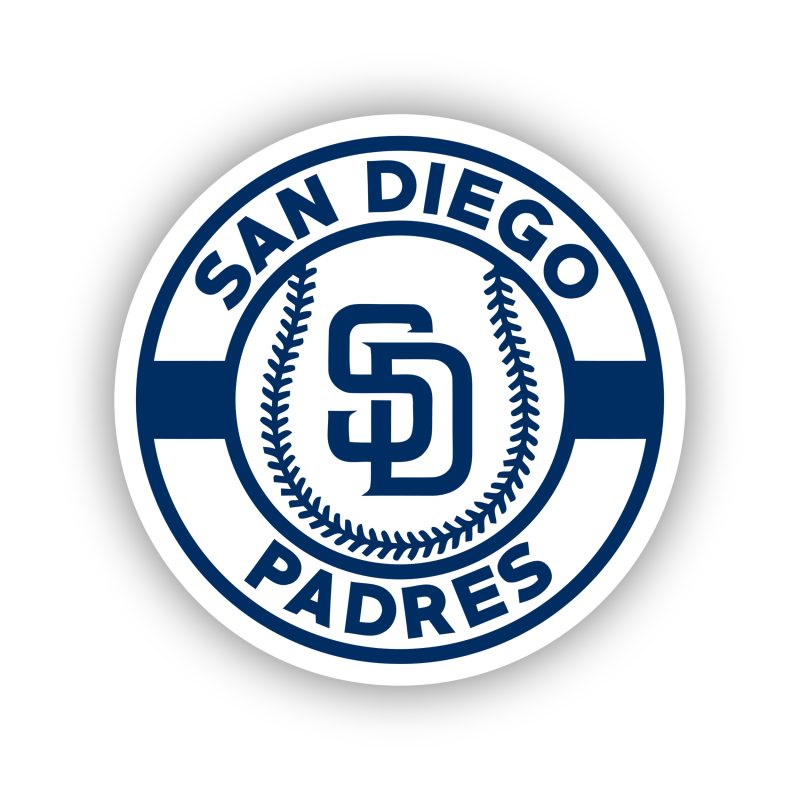 San Diego Padres - White Circle with Baseball - Temporary Tattoo