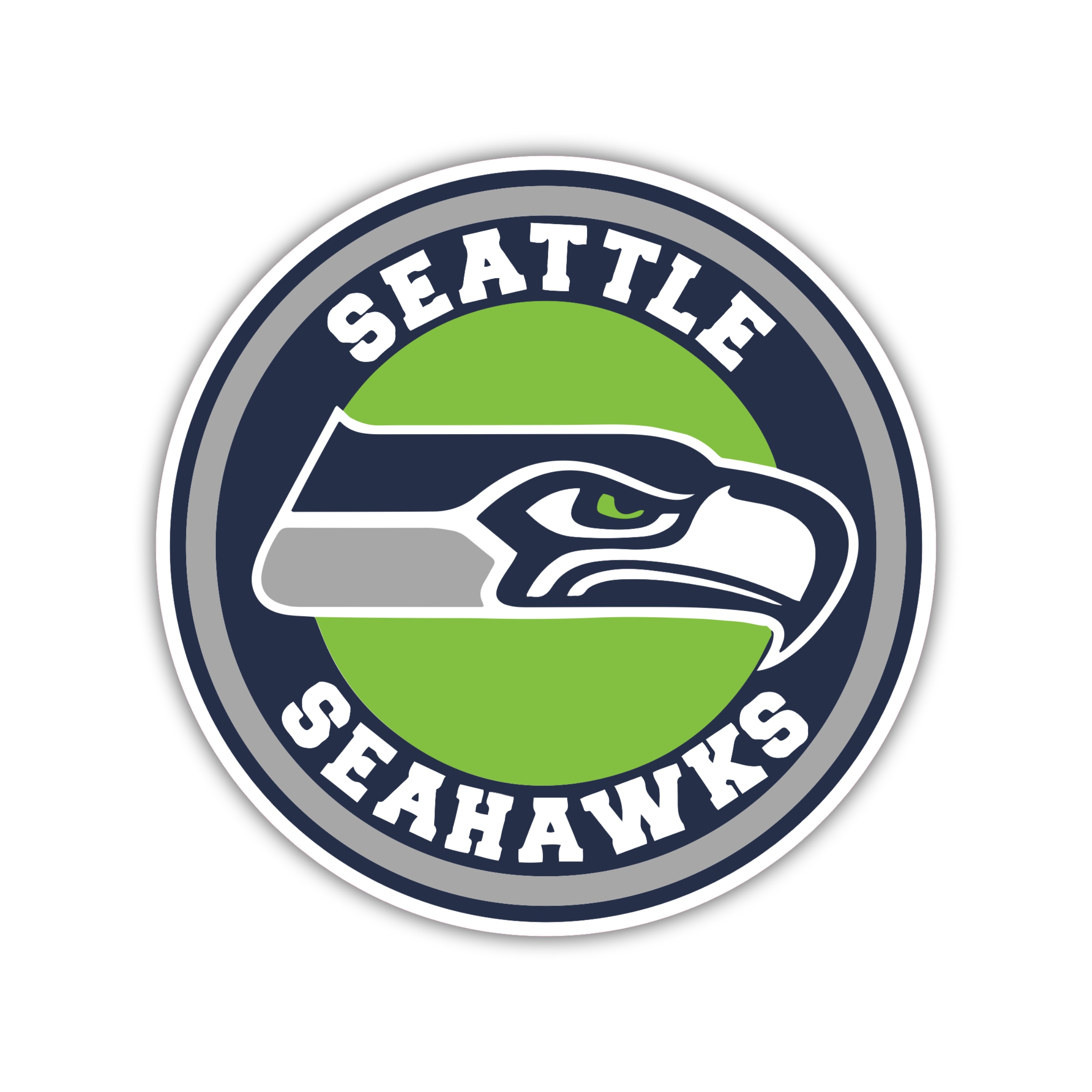 Seattle Seahawks - Blue And Green Circle - Full Color Vinyl Sticker - Custom Size
