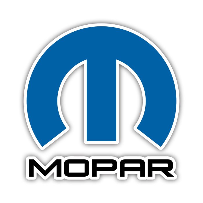 Mopar - Blue M With Name - Full Color Vinyl Decal - Custom Size