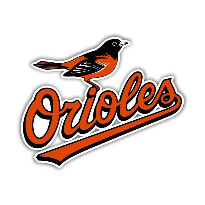 Baltimore Orioles - Bird With Orioles - Full Color Vinyl Sticker - Custom Size