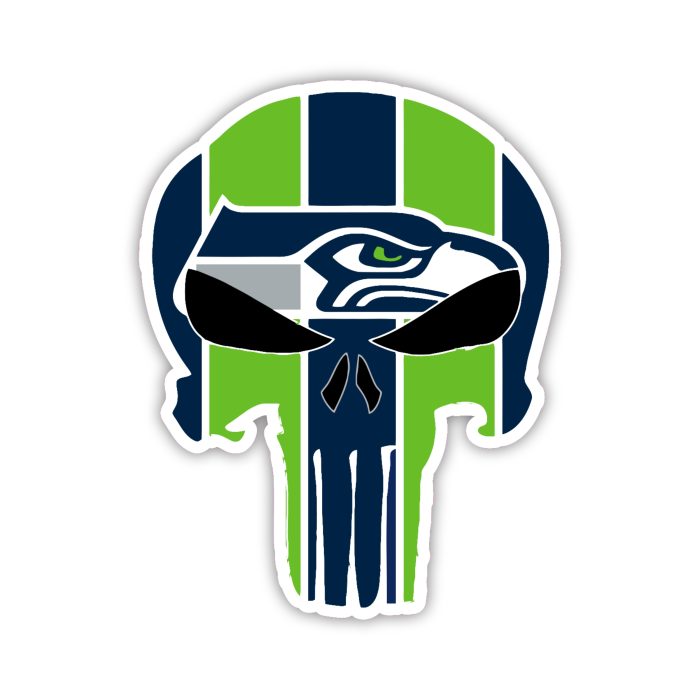 Seattle Seahawks - Skull - Temporary Tattoo