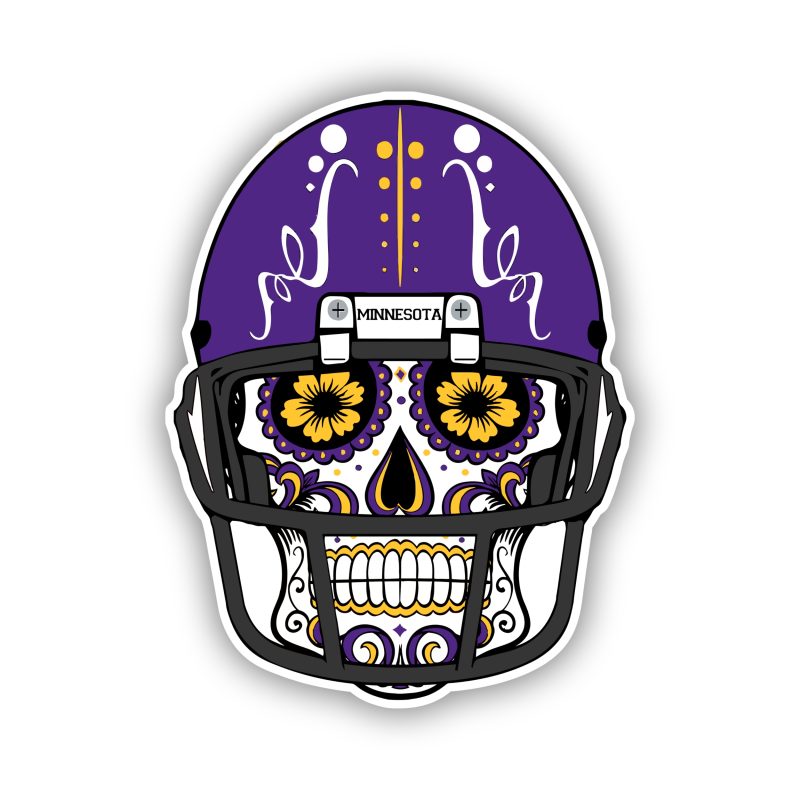 Minnesota Vikings - Sugar Skull With Helmet - Temporary Tattoo