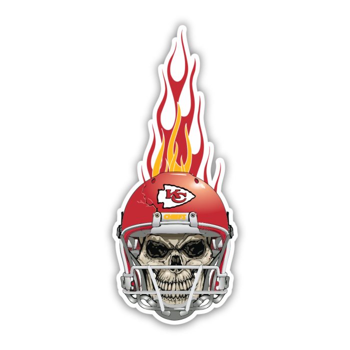 Kansas City Chiefs - Flame Skull- Full Color Vinyl Sticker – Custom Size