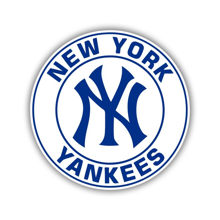 New York Yankees - White Circle With Blue Words - Temporary Tattoo