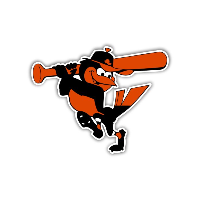 Baltimore Orioles - Bird With Bat - Full Color Vinyl Sticker - Custom Size