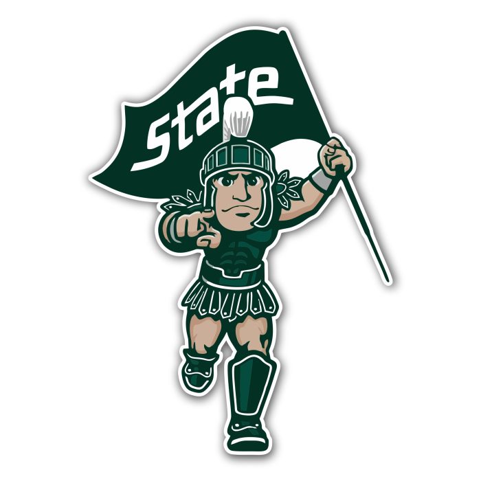 Michigan State Spartans - Running Sparty- Full Color Vinyl Decal - Custom Size