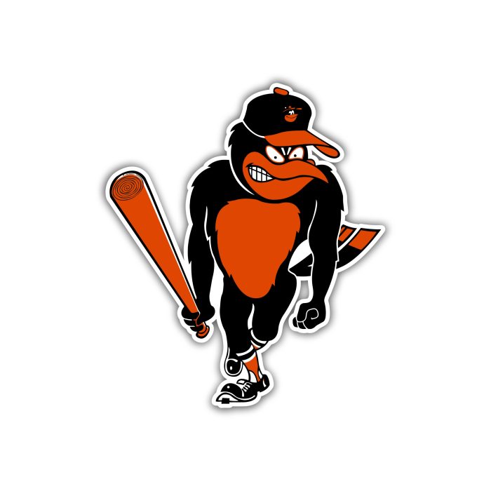 Baltimore Orioles - Standing Bird With Bat - Full Color Vinyl Sticker - Custom Size