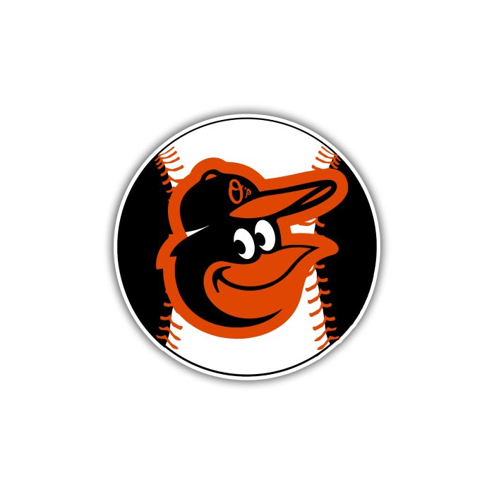 Baltimore Orioles - Baseball Cartoon Bird - Full Color Vinyl Sticker - Custom Size