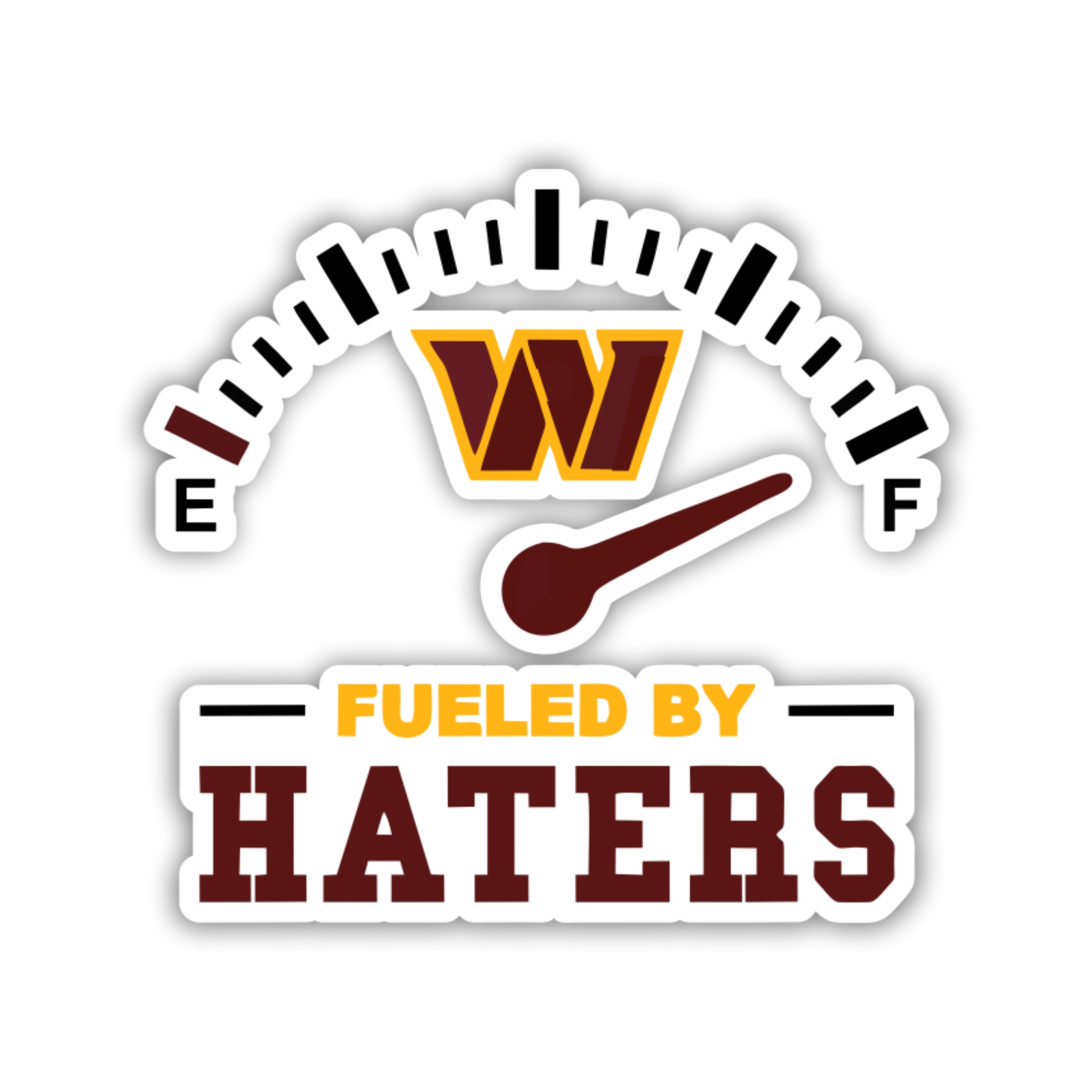 Washington Commanders -Gas Gauge- Full Color Vinyl Sticker - Custom Size