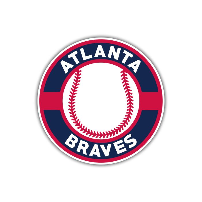 Atlanta Braves - Circle With Baseball - Full Color Vinyl Sticker - Custom Size