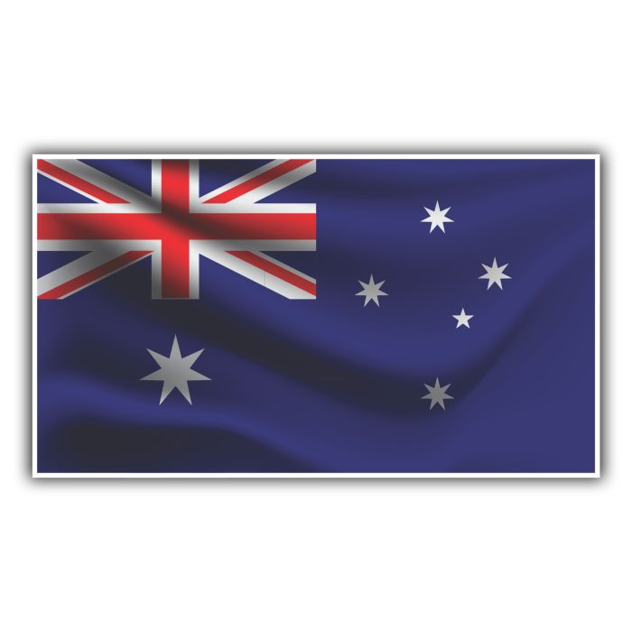 Australia Flag Waving Full Color Vinyl Decal - Custom Size