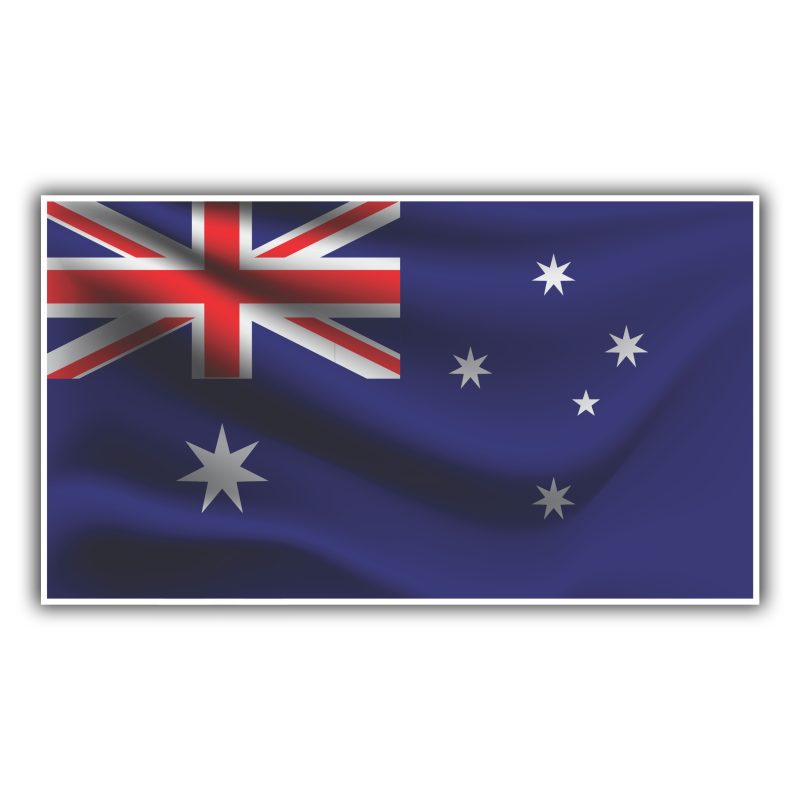 Australia Flag Waving Full Color Vinyl Decal - Custom Size