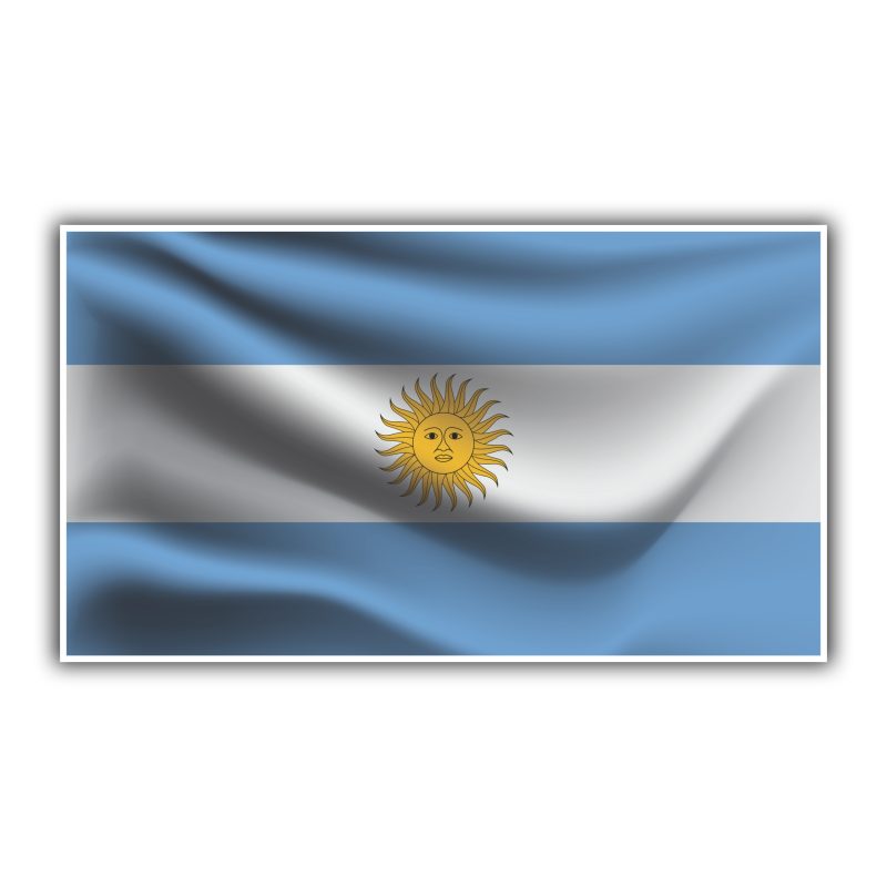 Argentina Flag Waving Full Color Vinyl Decal - Custom Size