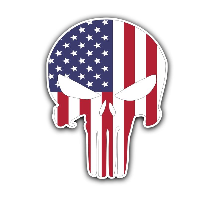Punisher American Flag Full Color Vinyl Decal - custom size