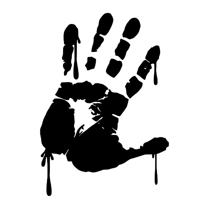 Horror- Bloody Hand-  Vinyl Decal - Custom Size