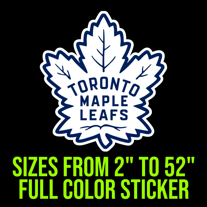 Toronto Maple Leafs - White Leaf - Full Color Vinyl Sticker - Custom Size
