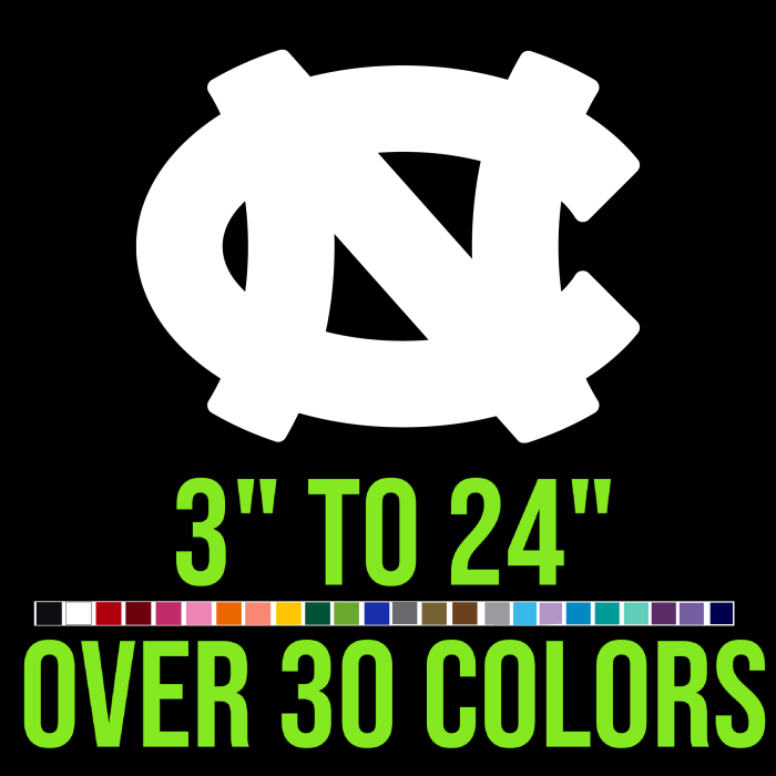 University of North Carolina Tarheels Vinyl Decal - Custom Size