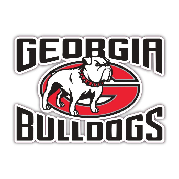 Georgia Bulldogs - Black Lettering With Bulldog - Temporary Tattoo