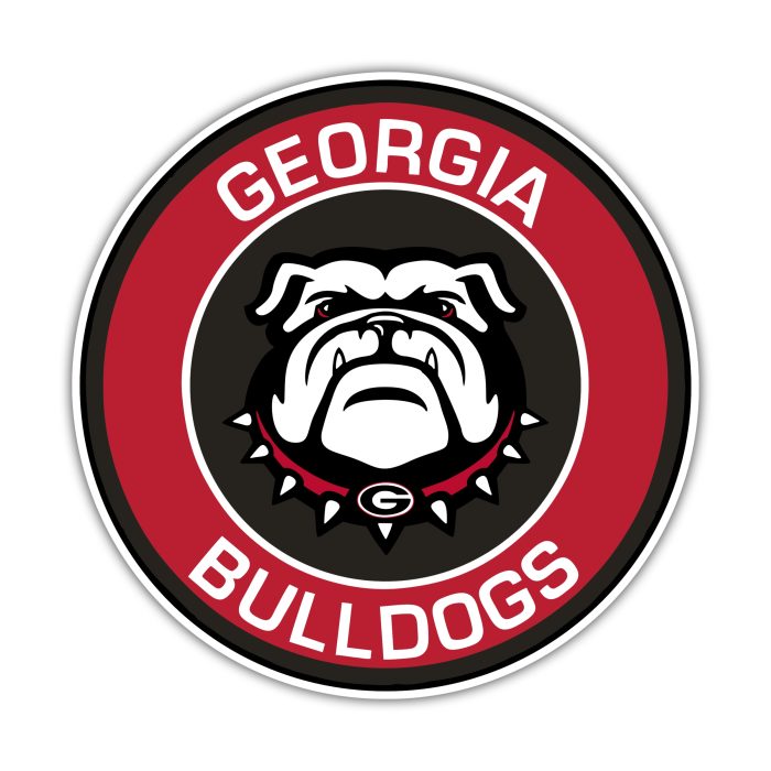 Georgia Bulldogs - Red Circle with Bulldog - Full Color Vinyl Decal - Custom Size