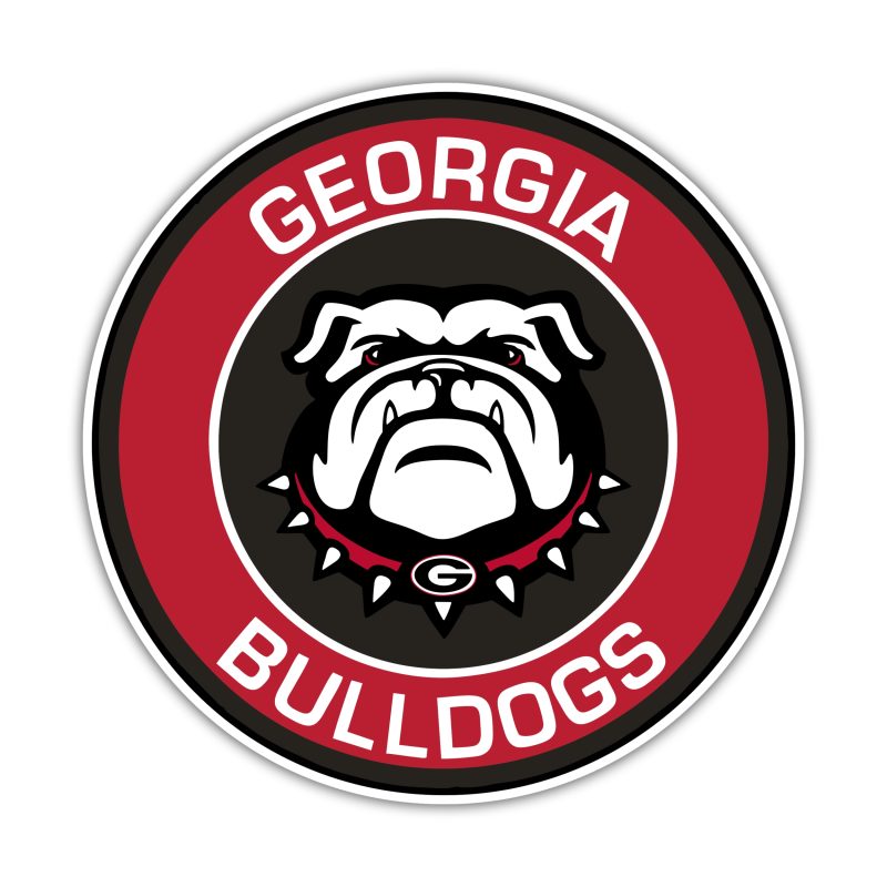 Georgia Bulldogs - Red Circle with Bulldog - Full Color Vinyl Decal - Custom Size