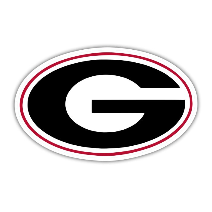 Georgia Bulldogs - Oval with Black G - Full Color Vinyl Decal - Custom Size