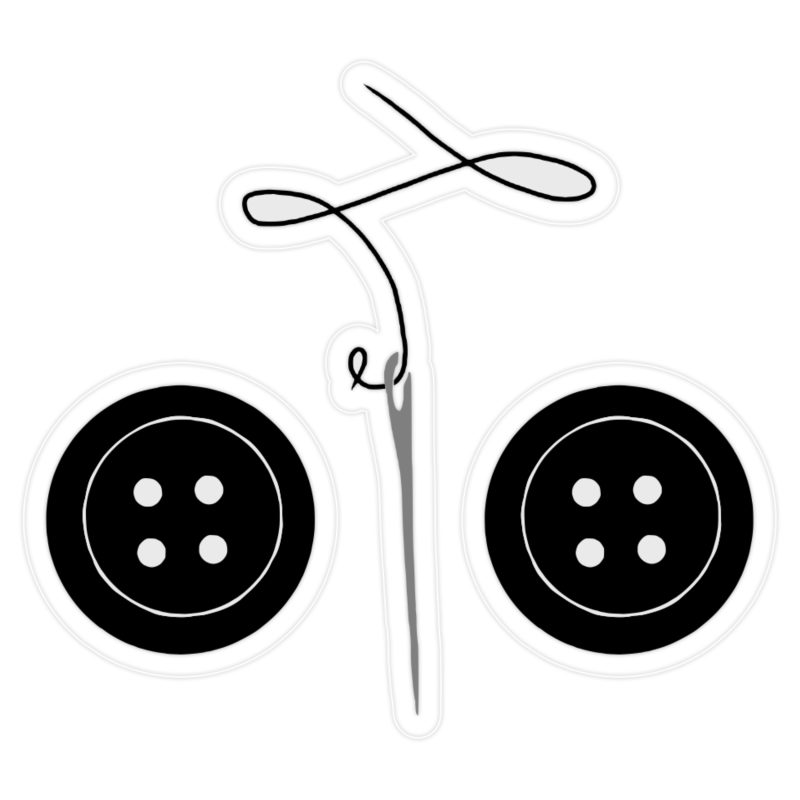 Coraline - Buttons with Needle - Full Color Vinyl Sticker - Custom Size