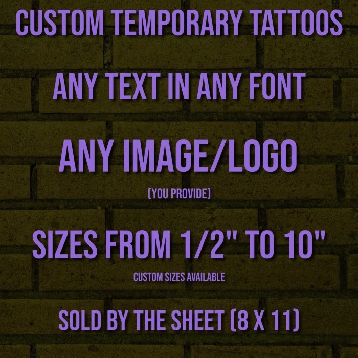 Custom Temporary Tattoo's