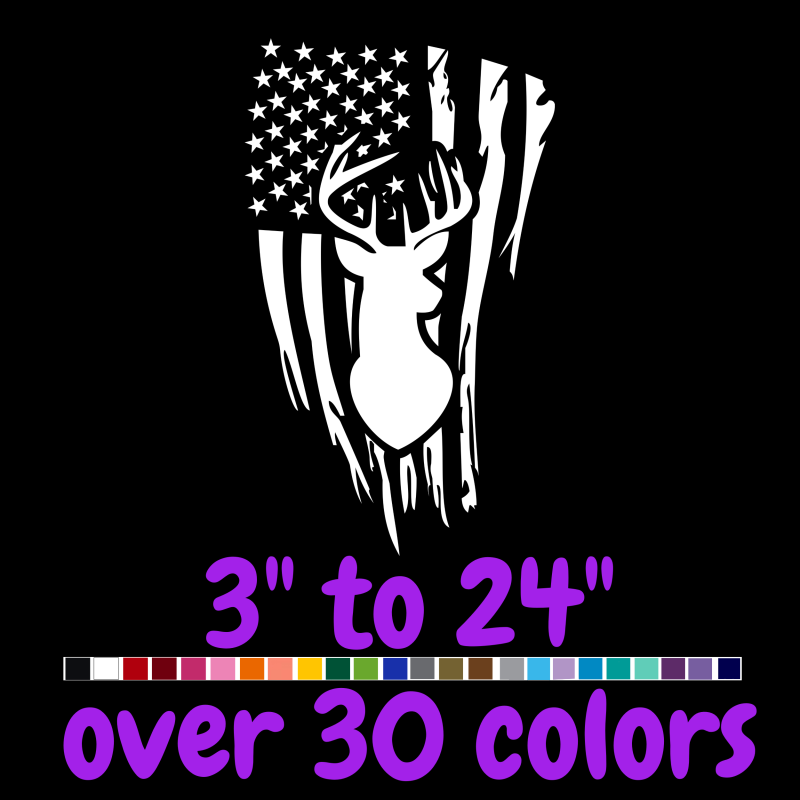 Deer with distressed Flag - Vinyl Decal
