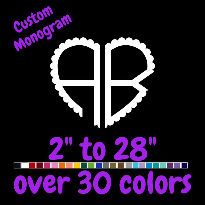 Custom Monogram Vinyl Sticker - Custom Size