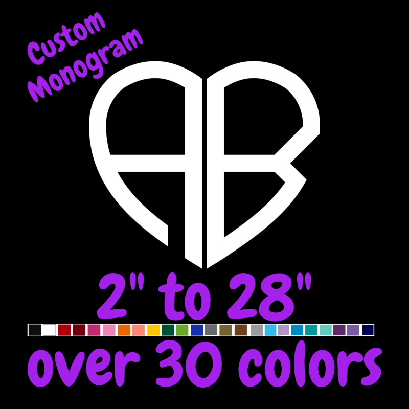 Custom Monogram Vinyl Sticker - Custom Size