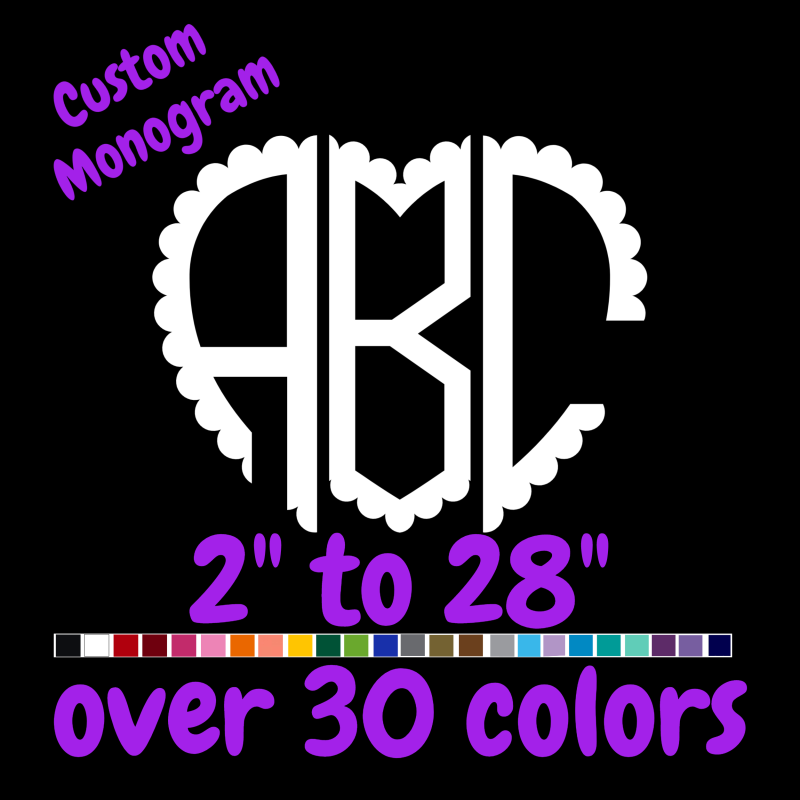 Custom Monogram Vinyl Sticker - Custom Size