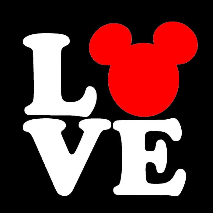Mickey Mouse Love Vinyl Decal - Custom Size - Image 9