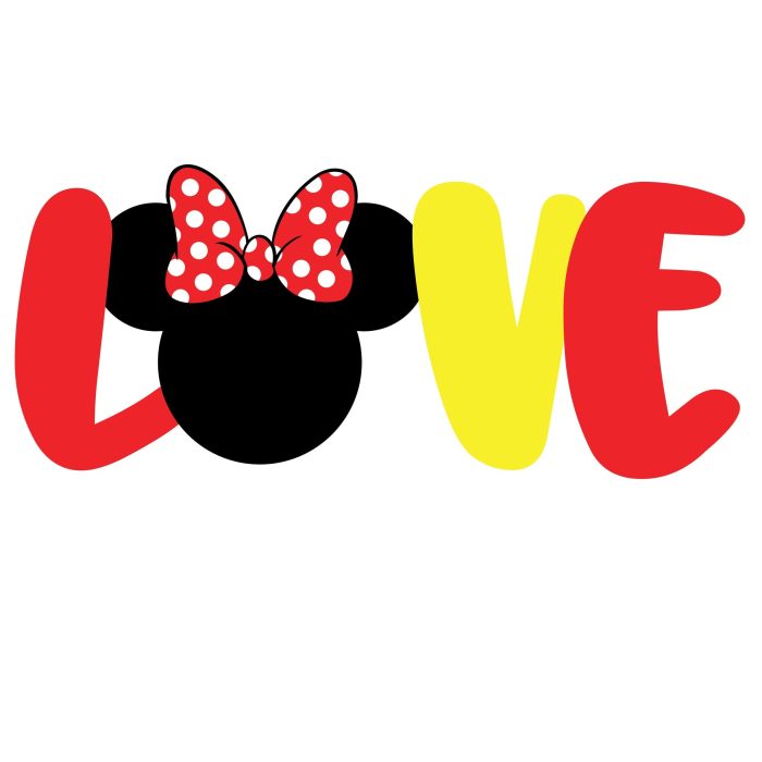 Love Minnie Mouse Vinyl Decal - Custom Size