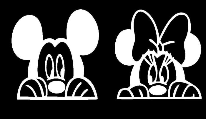 Mickey or Minnie Mouse Peeking Vinyl Decal - Custom Size - Image 8