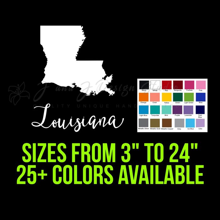 State of Louisiana Vinyl Decal - Custom Size