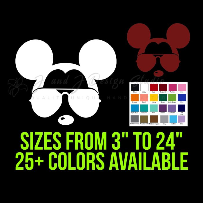 Mickey Mouse in Sunglasses Vinyl Decal - Custom Size
