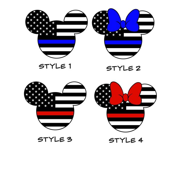 Mickey or Minnie Mouse Police or Fire Vinyl Decal - Custom Size
