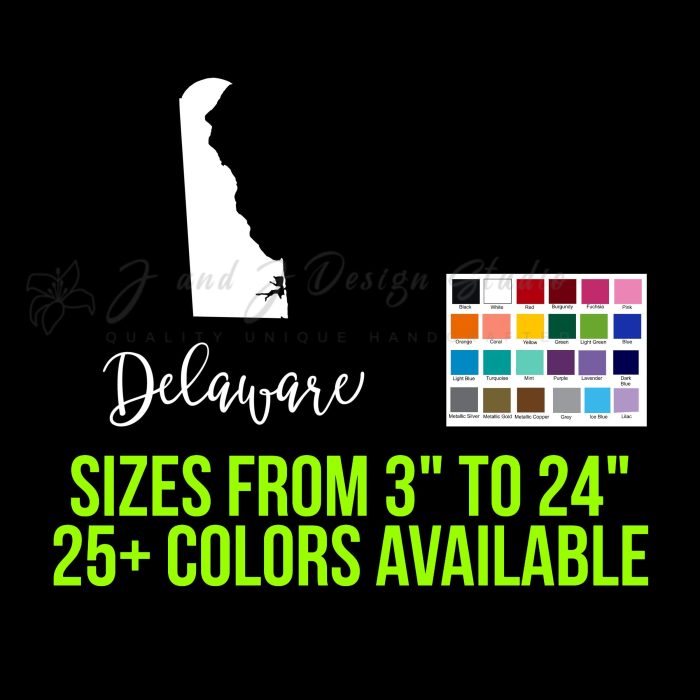 State of Delaware Vinyl Decal - Custom Size