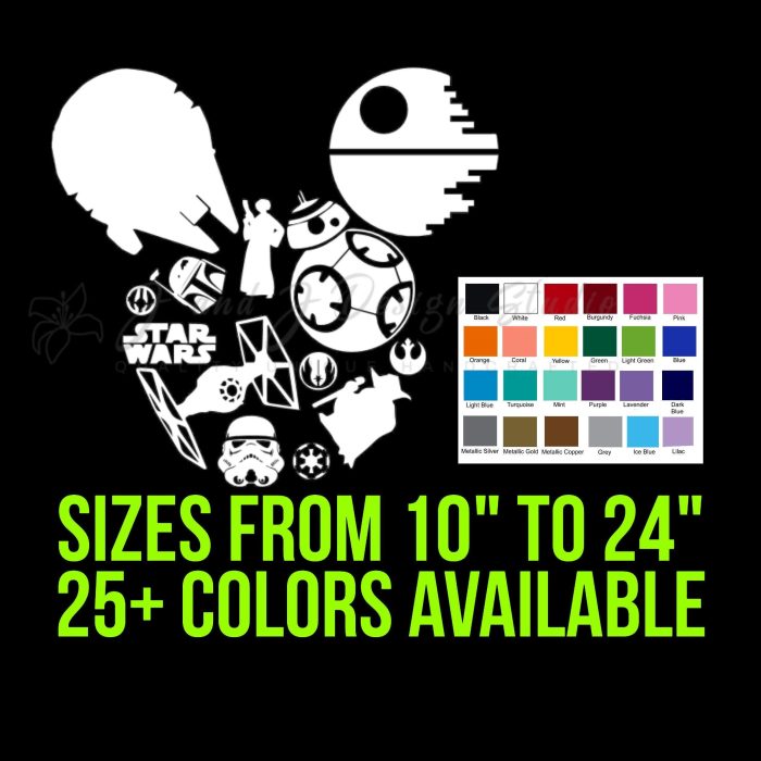 Mickey Mouse Star Wars Vinyl Decal - Custom Size